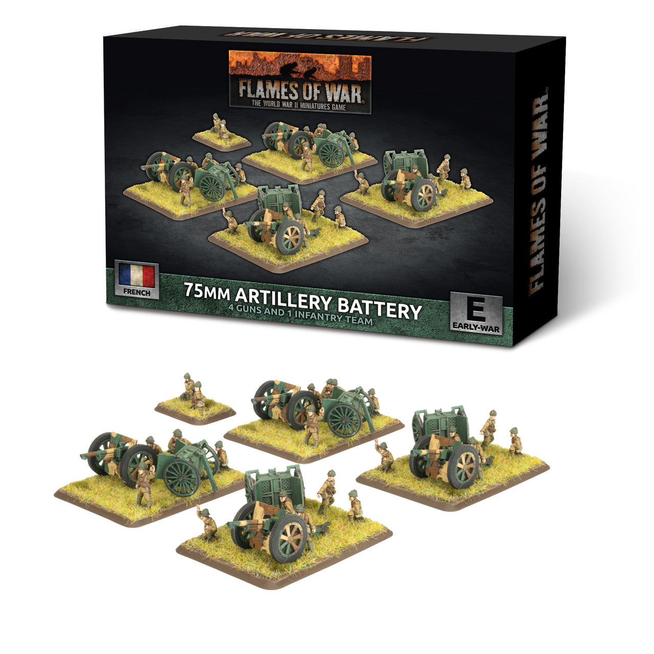 Flames of War: French: 75mm mle 1897 Gun Battery (x4 guns)