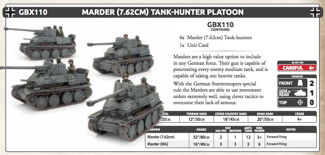 Flames of War: German: Marder (7.62cm) Tank Hunter Platoon (x4)