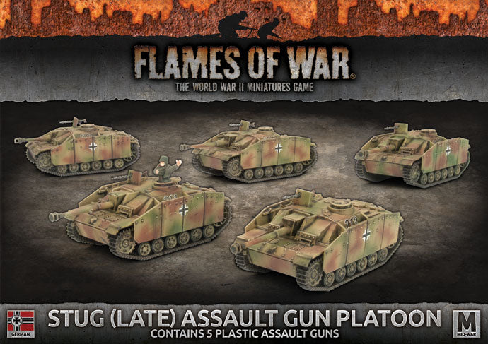 Flames of War: German: StuG (Late) Assault Gun Platoon (x5 plastic tanks with schurzen)