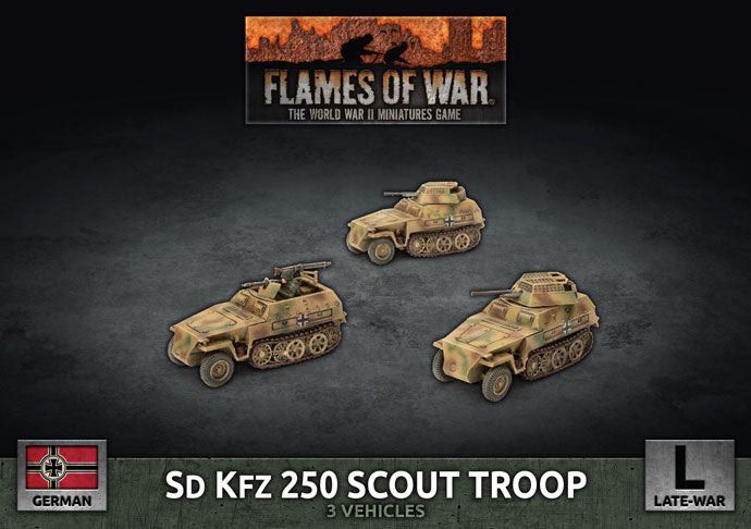Flames of War: German: Sd Kfz 250 8cm/7.5cm/2cm Scout Platoon (x3 Plastic)