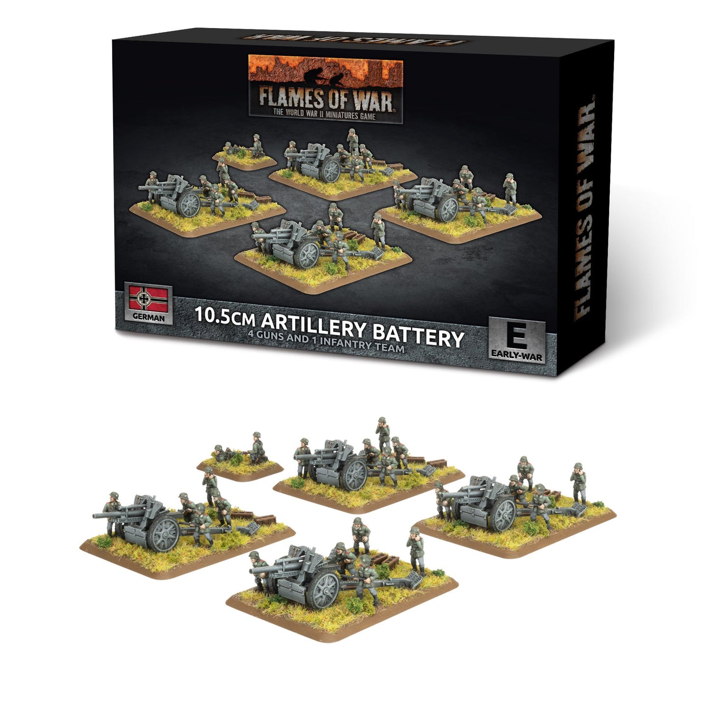 Flames of War: German: 10.5cm Artillery Battery (Early) (x4 guns Plastic)