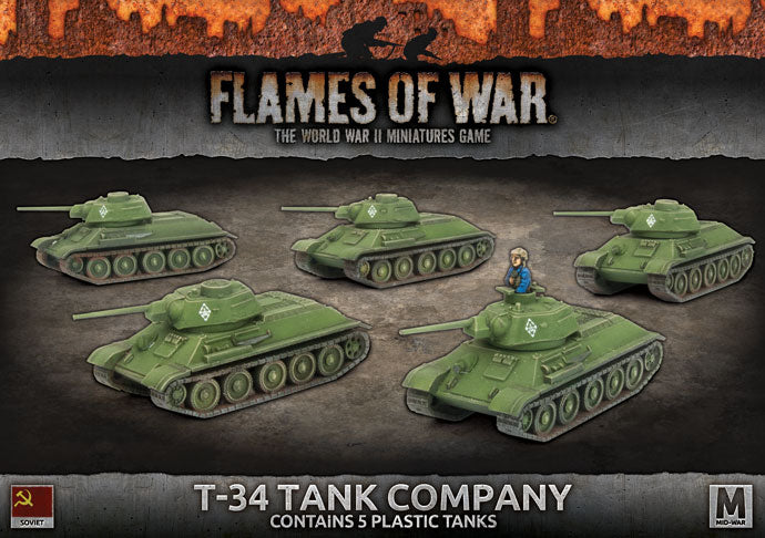 Flames of War: Soviets: T-34 Tank Company (x5 plastic tanks)