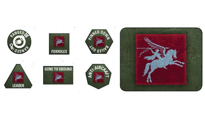 Flames of War: British: 6th Airborne Tokens (x20) & Objectives (x2)