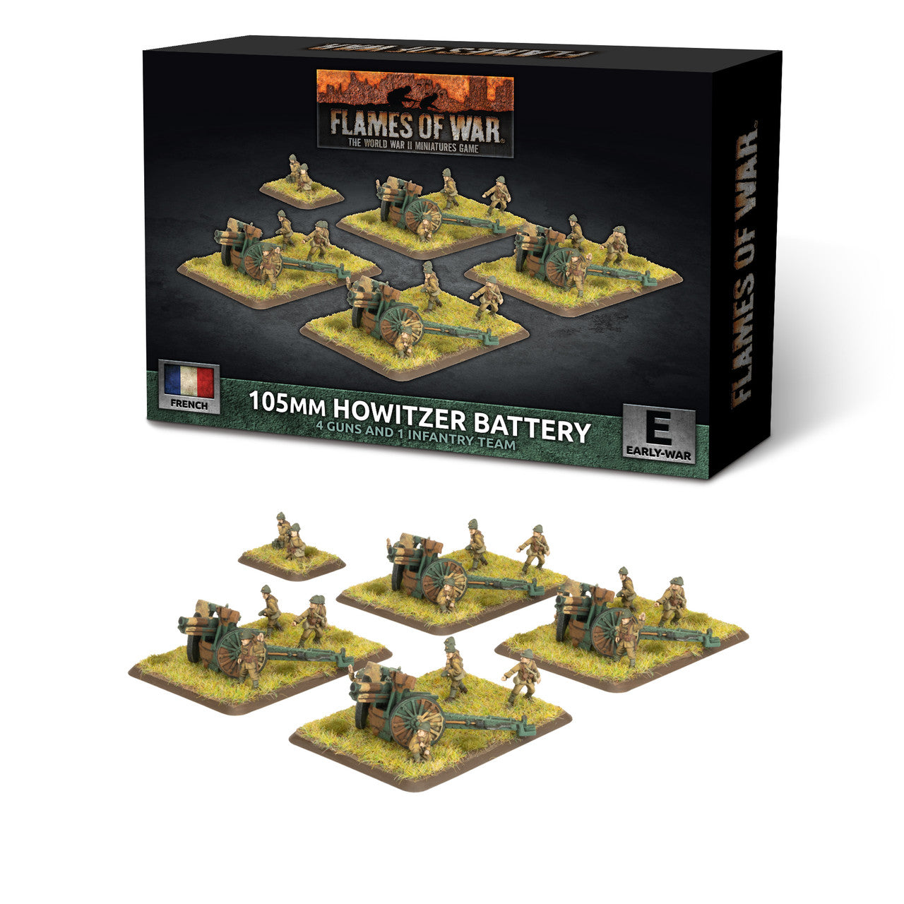 Flames of War: French: 105mm Howitzer Battery (x4 guns)