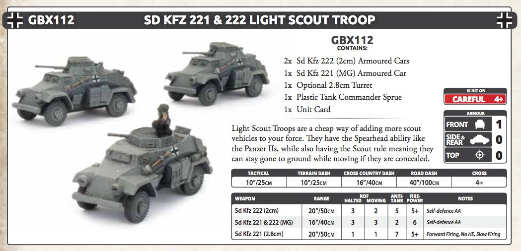 Flames of War: German: Sd KfZ 221 & 222 Light Scout Troop (x3)
