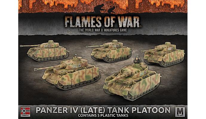 Flames of War: German: Panzer IV (Late) Platoon (x5 plastic tanks with schurzen)