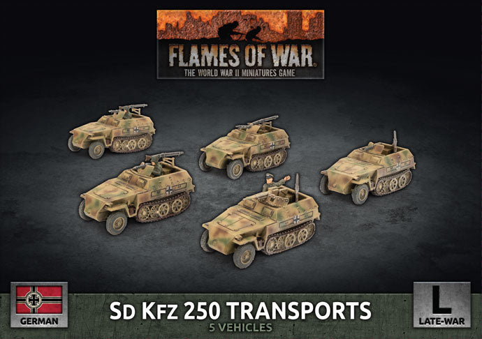 Flames of War: German: Sd Kfz 250 Reconnaissance (MG and 3.7cm) Platoon (x7 Plastic)
