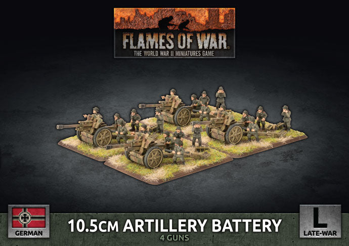 Flames of War: German: 10.5cm Artillery Battery (x4 Plastic)