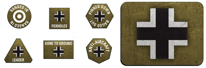 Flames of War: German LW Tokens (x20) & Objectives (x2)