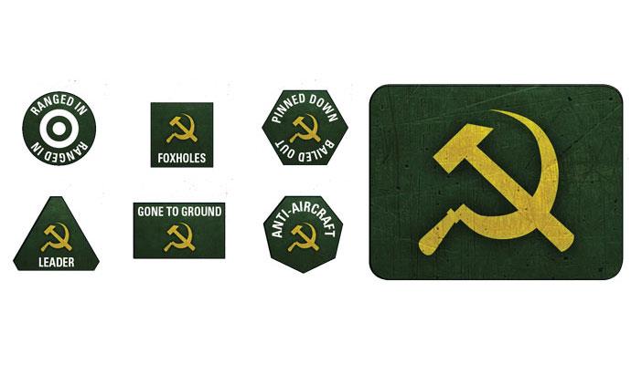 Flames of War: Soviet LW Tokens (x20) & Objectives (x2)