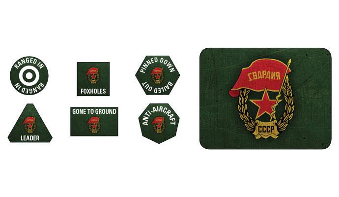 Flames of War: Soviet: Soviet Guards Tokens (x20) and Objectives (x2)