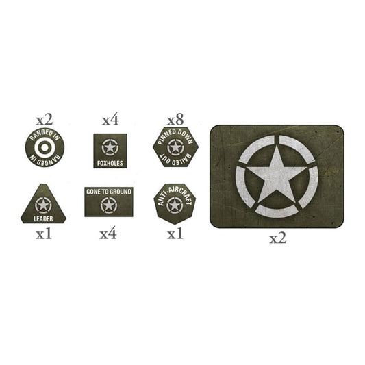 Flames of War: American LW Tokens (x20) and Objectives (x2)